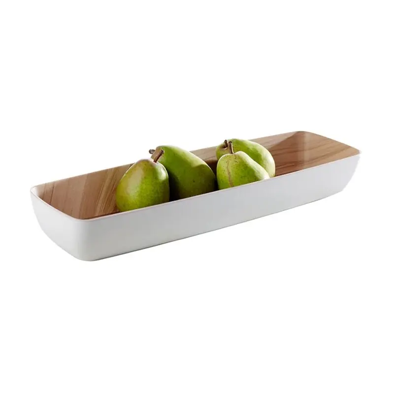 GN 2/4 Melamin Schale FRIDA, 53 x 16,2 cm, H: 7,5 cm, Holzoptik/weiß, Inhalt: 3,65 Liter Rabatt