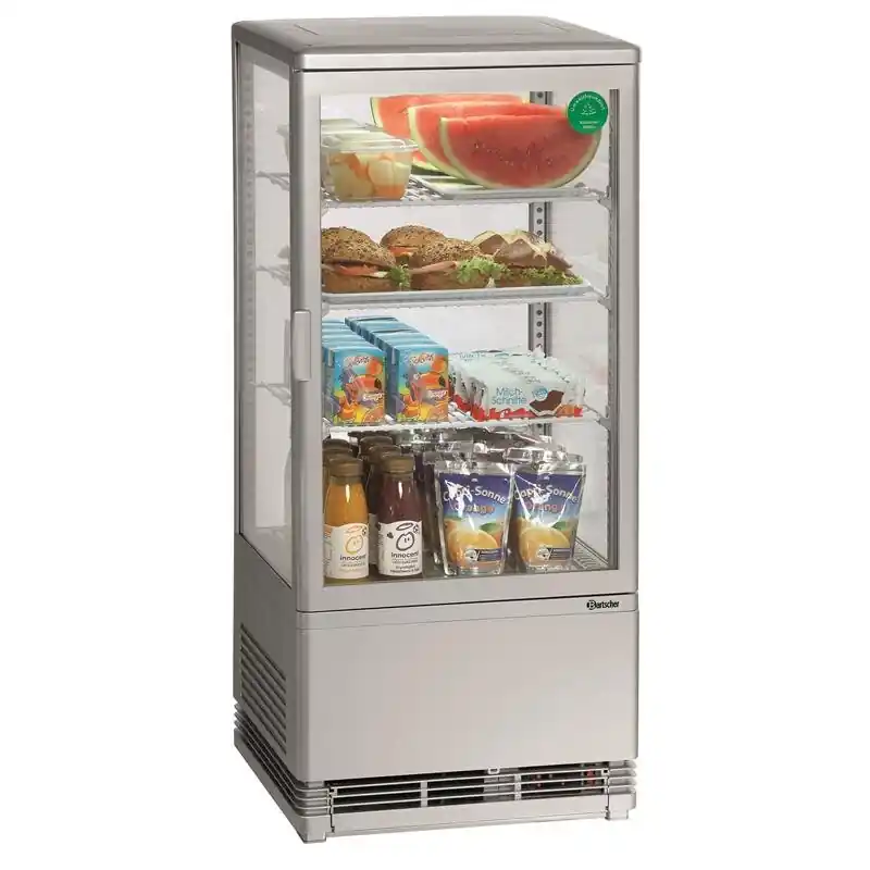 Markenware Mini-Kühlvitrine 78L, silber