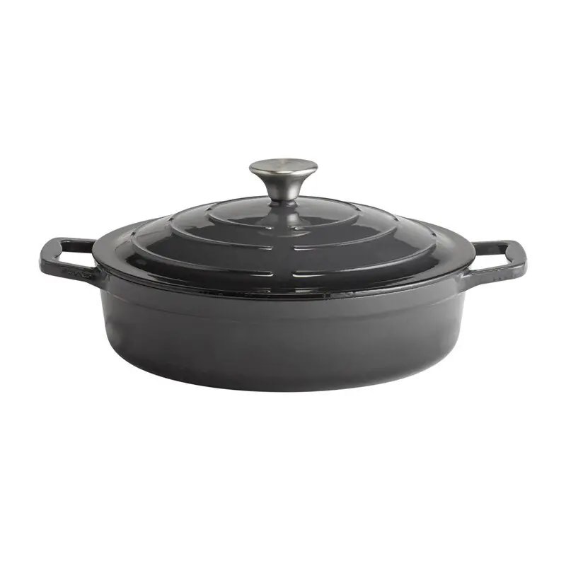 Angebot Bräter mit Deckel -5 STARS-, Anthrazit, Ø 28 cm, H: 7 cm, 3 Liter, Gusseisen, emailliert
