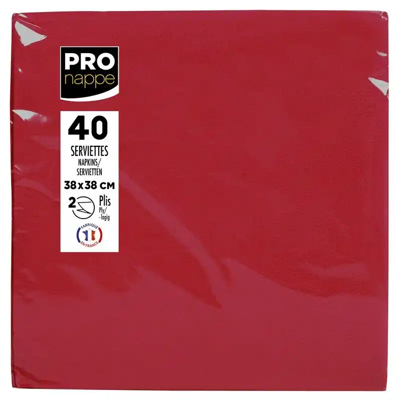 Gastro-Servietten, mikrogeprägt (Point-to-Point), Tissue, 1/4 Falz - 38x38cm - Rot (1200 Stück) Versand Am Gleichen Tag
