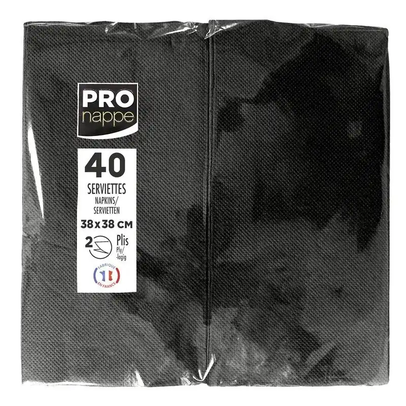 Gastro-Servietten, mikrogeprägt (Point-to-Point), Tissue, 1/8 Kopffalz, 38x38 cm - Schwarz (1200 Stück) Mega-Angebot