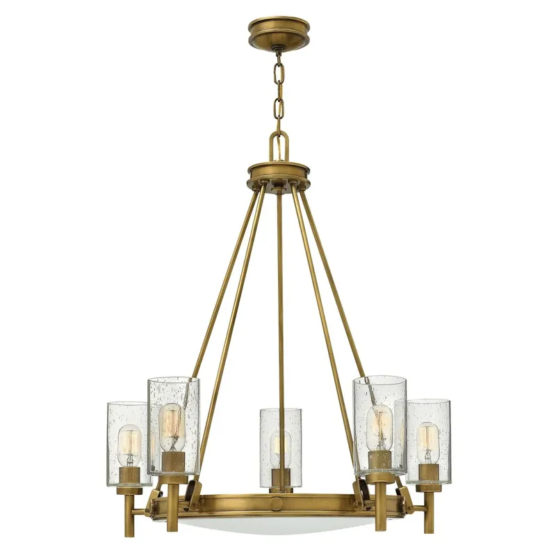 Jugendstil Kronleuchter mit Schirm in Messing Sale