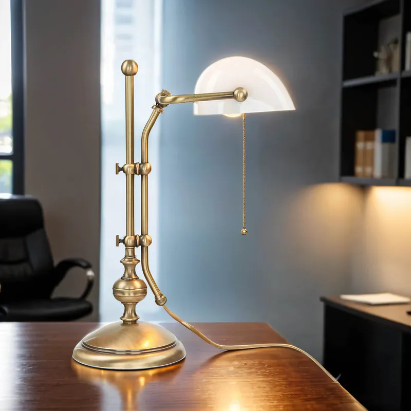 Billig Tischlampe Messing in Bronze mit Glas Premium