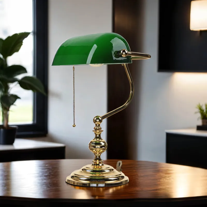 Banker Tischlampe Gold 24K aus Echt-Messing Direktkauf