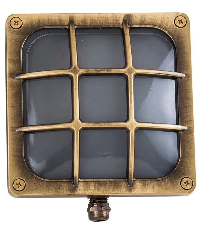 Saisonangebot Robuste Außenlampe Messing IP64 flach Treppe Eingang