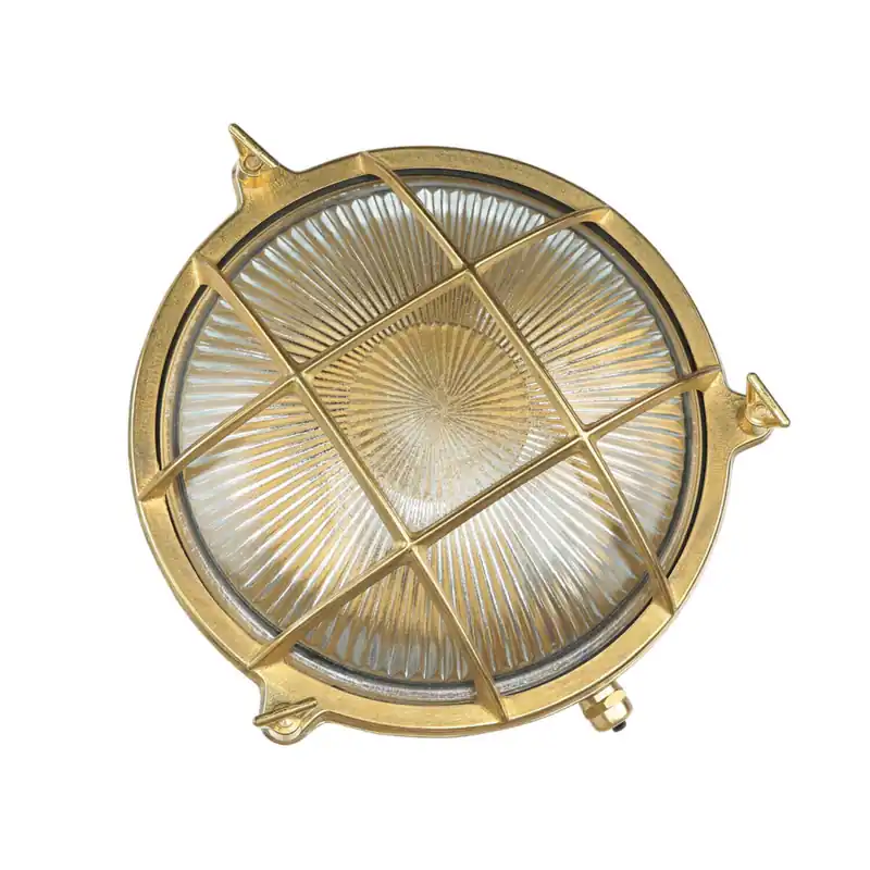 Echt-Messing Außenwandleuchte SERIFOS Riffelglas Sonderangebot