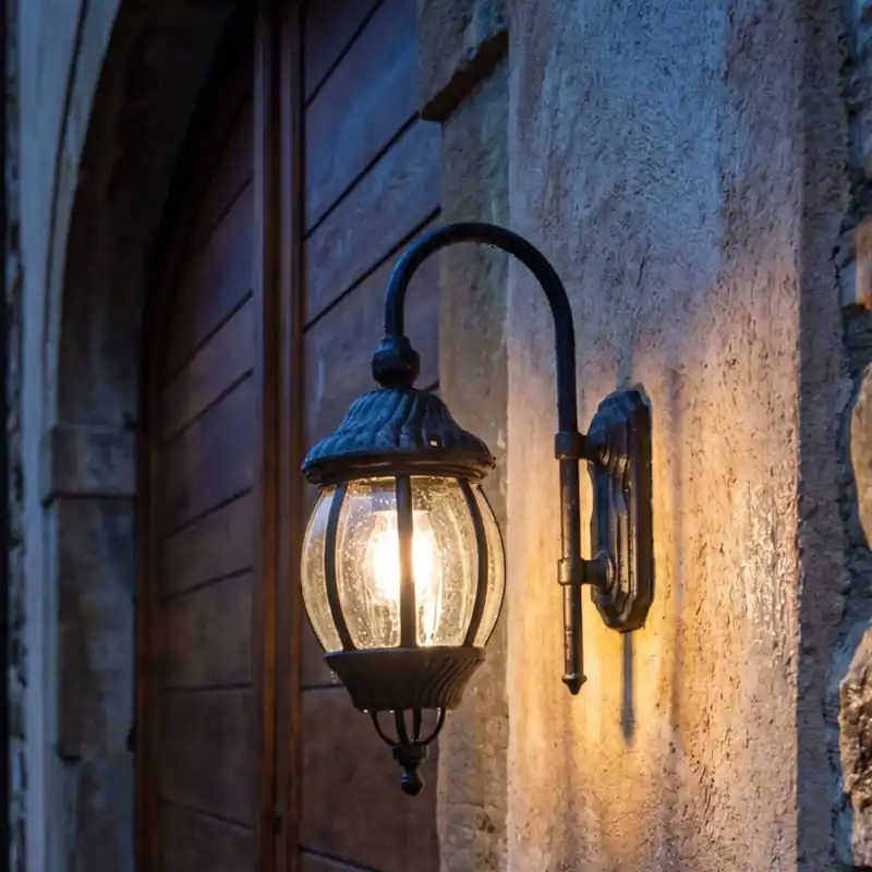 Echt Nostalgische Außenlampe Wandleuchte AILEAN Schwarz IP23