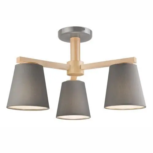 Top-Preis Deckenleuchte Grau Holz Stoff Metall Wohnzimmer