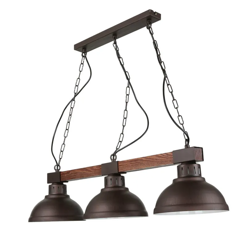 Mega-Angebot Große Hängeleuchte 3xE27 L:72cm Echt Holz HAKON