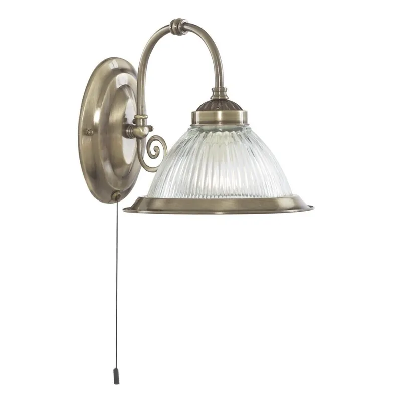 Zertifiziert Jugendstil Wandlampe mit Glasschirm Antik