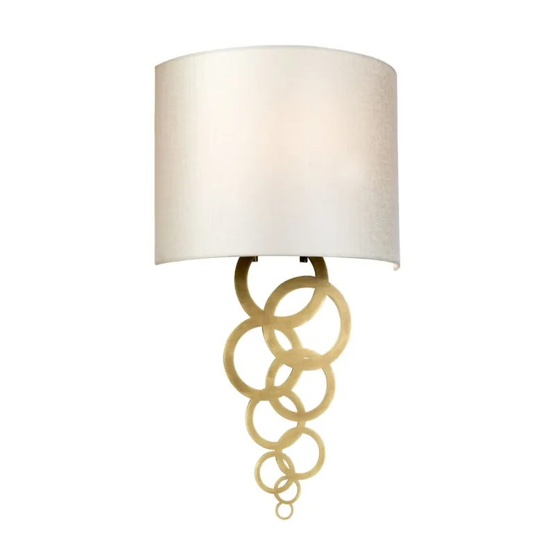 Neue Ware Wandlampe Stoffschirm Creme Messing Modern E27