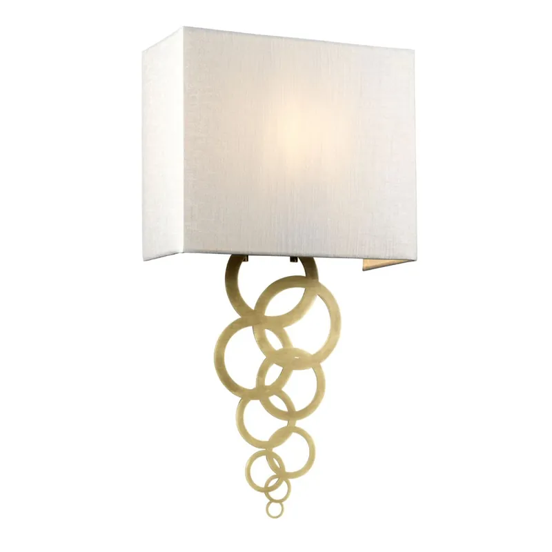 Geprüft Wandlampe Creme Messing antik Up Down E27 Stoff Metall