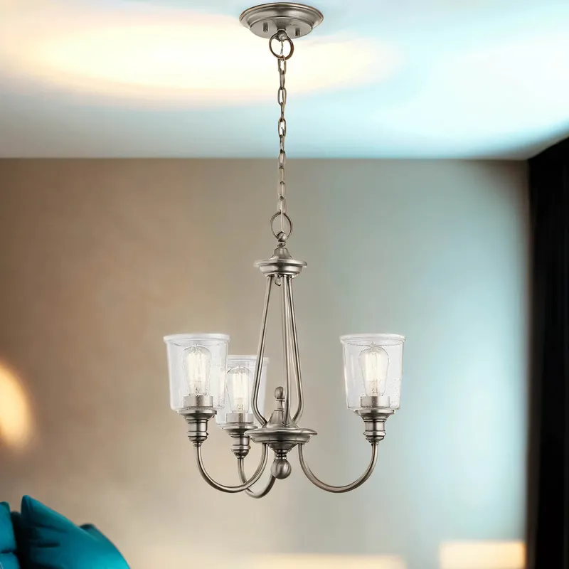 Highlight Kronleuchter Jugendstil Glas Metall 3x E27 LIODA