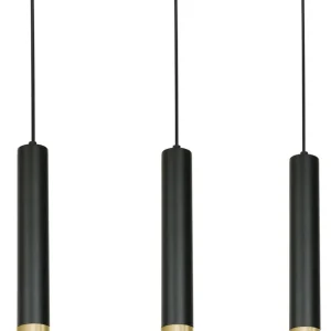 Pendelleuchte Metall 3-flammig Schwarz Gold GU10 Modern Expressversand
