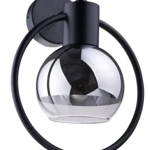 Bestpreis Kleine Wandleuchte Metall Schwarz Silber Glas B:25 cm