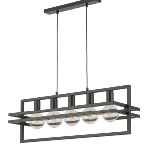 Billig Elegante Hängelampe Schwarz Metall E27 groß bis 0,8m