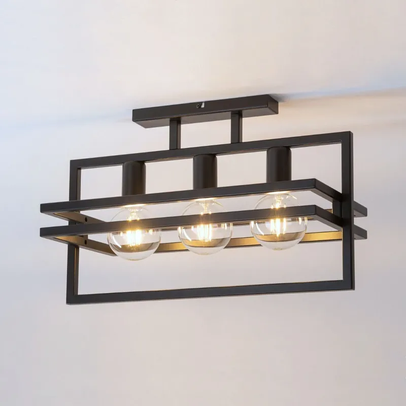 Abverkauf Metall Deckenleuchte Schwarz 3-flammig E27 52 cm lang