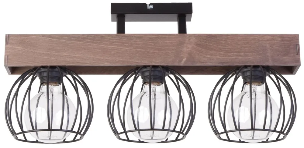 Schwarze Hängeleuchte Holz Metall L:54 cm Mehrflammig Neue Ware