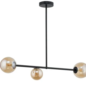 Angebot Deckenleuchte Kugeln Metall Glas Bernstein G9 3-flammig