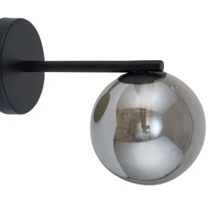 Blendarme Wandleuchte Glas Grau Metall Schwarz T:25 cm Sichere Zahlung
