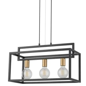 Aktuell Pendelleuchte Schwarz Gold E27 3-flammig 58 cm lang
