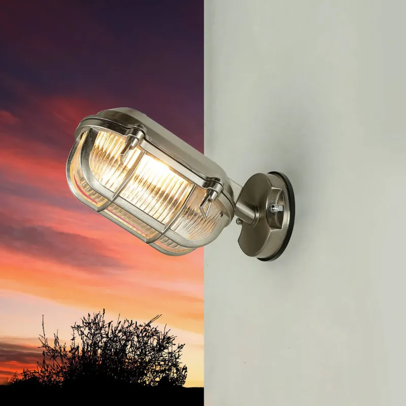 Außenleuchte Wand Messing Glas IP64 E27 in Antik Bestpreis