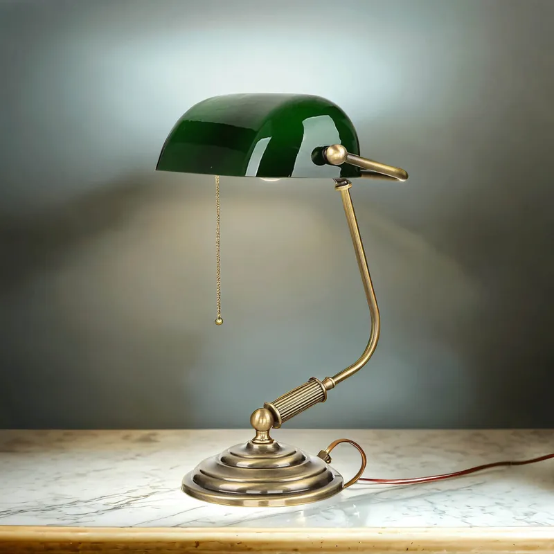 Beliebt Bankerlampe Messing massiv 35,5 cm Zugschalter