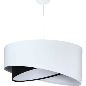 Günstig Hängelampe Weiß Schwarz E27 rund Ø 50 cm Stoff Veloursoptik