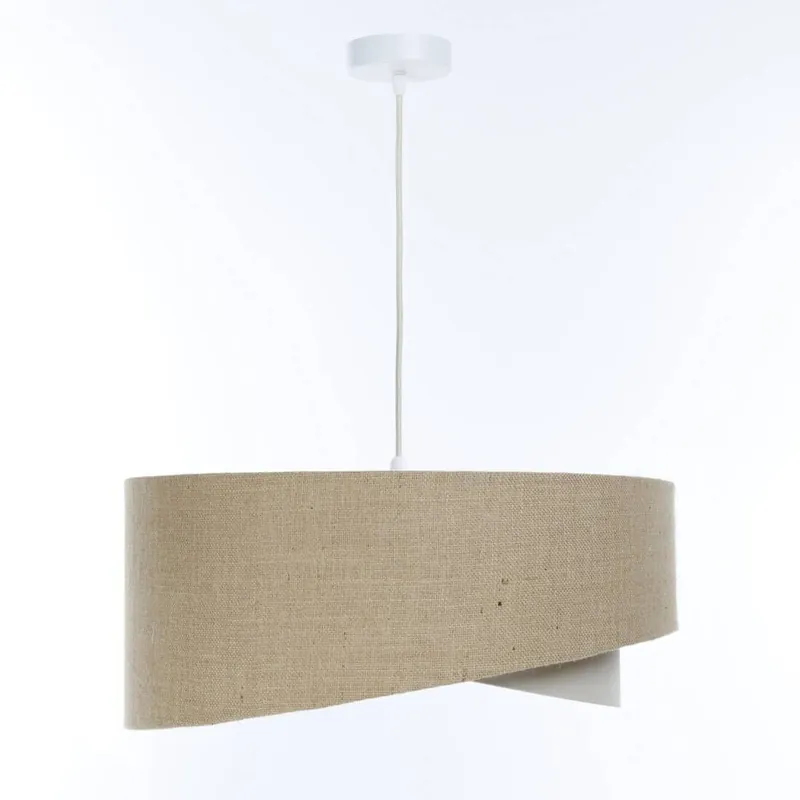 Begrenztes Angebot Hängeleuchte Boho rund D: 45 cm Natur Creme Stoff E27
