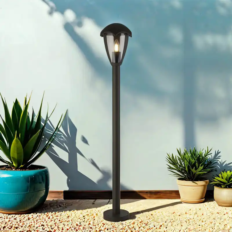 Günstig Stehlampe außen IP44 Anthrazit E27 97 cm Aluminium