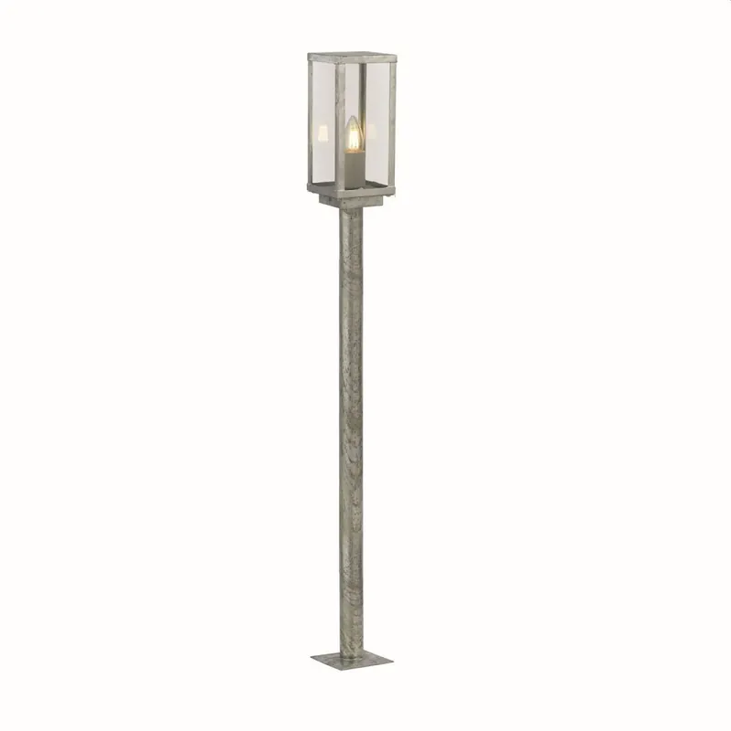 Stehlampe außen 90 cm IP44 in Silber eckig E27 Glas Metall Knallerangebot
