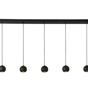 Hängelampe Schwarz 160 cm lang H: max. 2 m 5-flammig GU10 Günstig