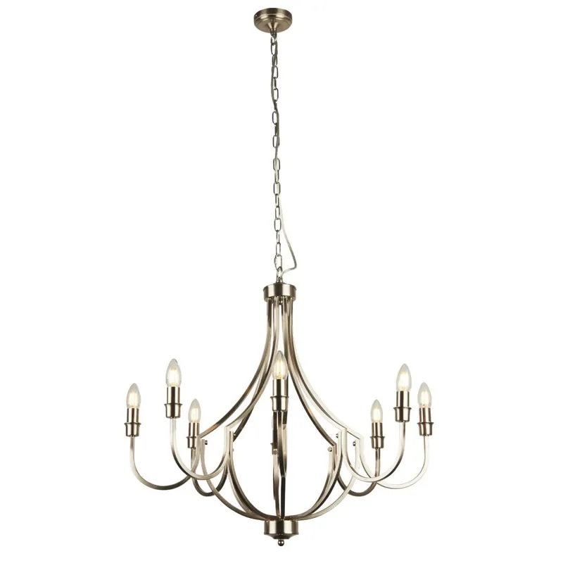 Kronleuchter Rustikal Ø 75 cm in Silber matt 8x E14 Sichere Zahlung