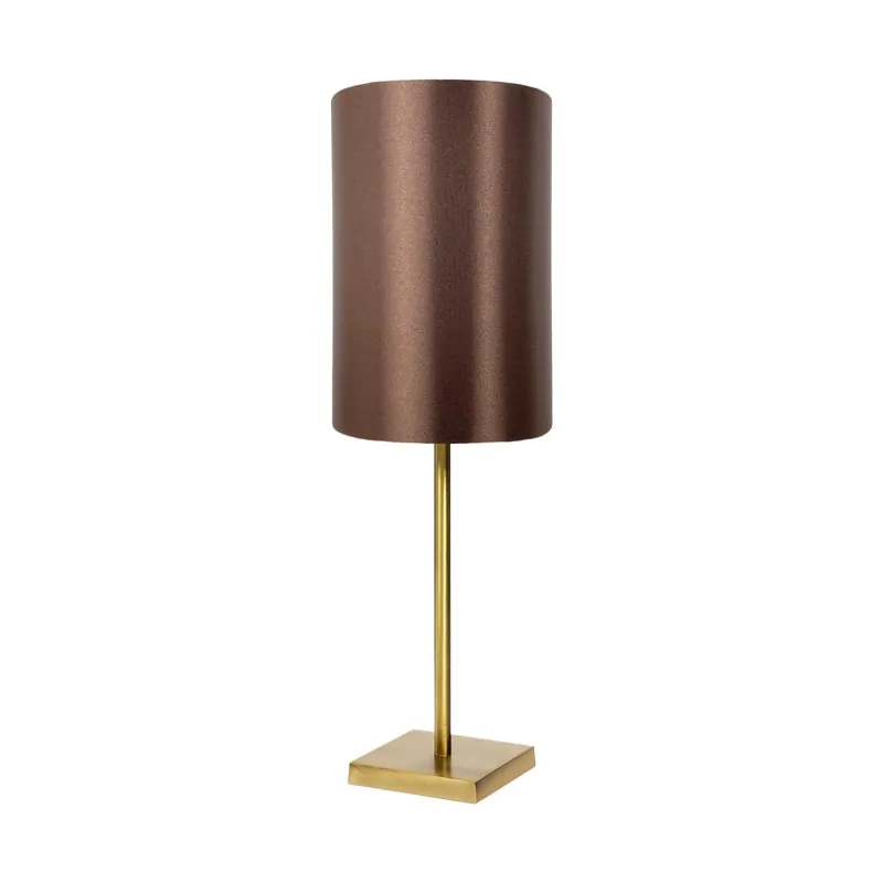 Tischleuchte in Bronze hell Braun E27 48,5 cm Messing Stoff Finale Aktion