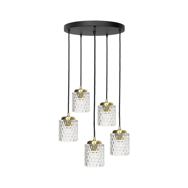 Highlight Pendelleuchte Ø 45 cm Messing Eisen Glas E27 verstellbar