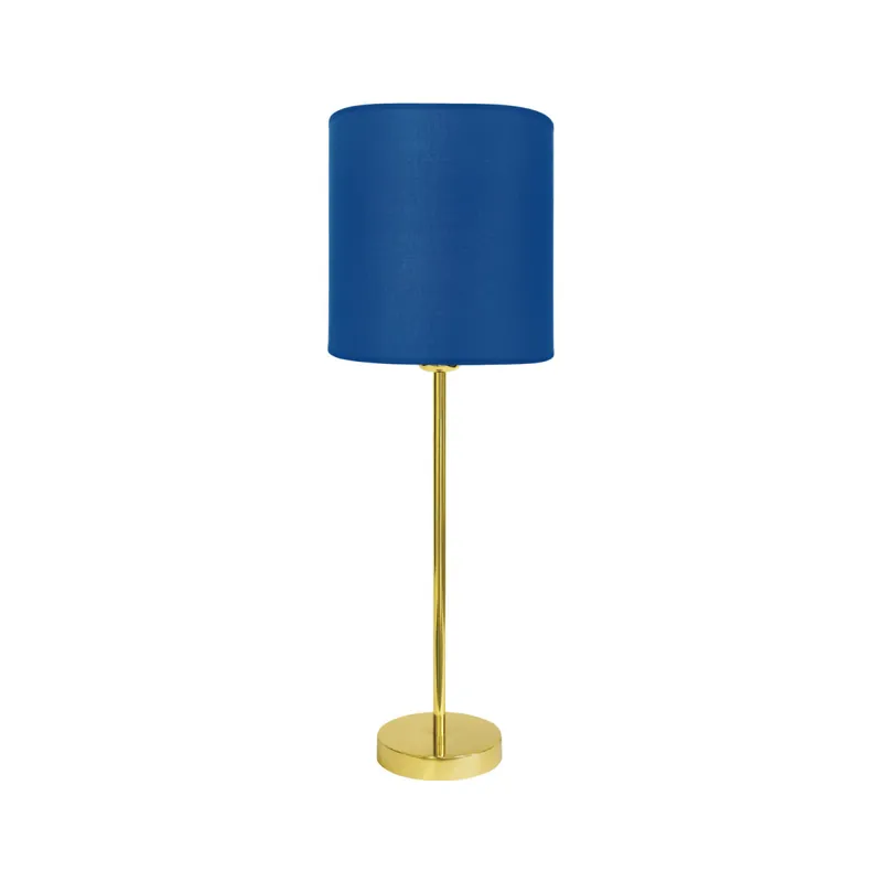 Bestpreis Tischleuchte 58,5 cm Ø 20 cm Stoff Messing Blau