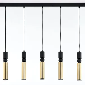 Versand Am Gleichen Tag Lange Pendelleuchte in Schwarz Gold Metall GU10 4-flmg