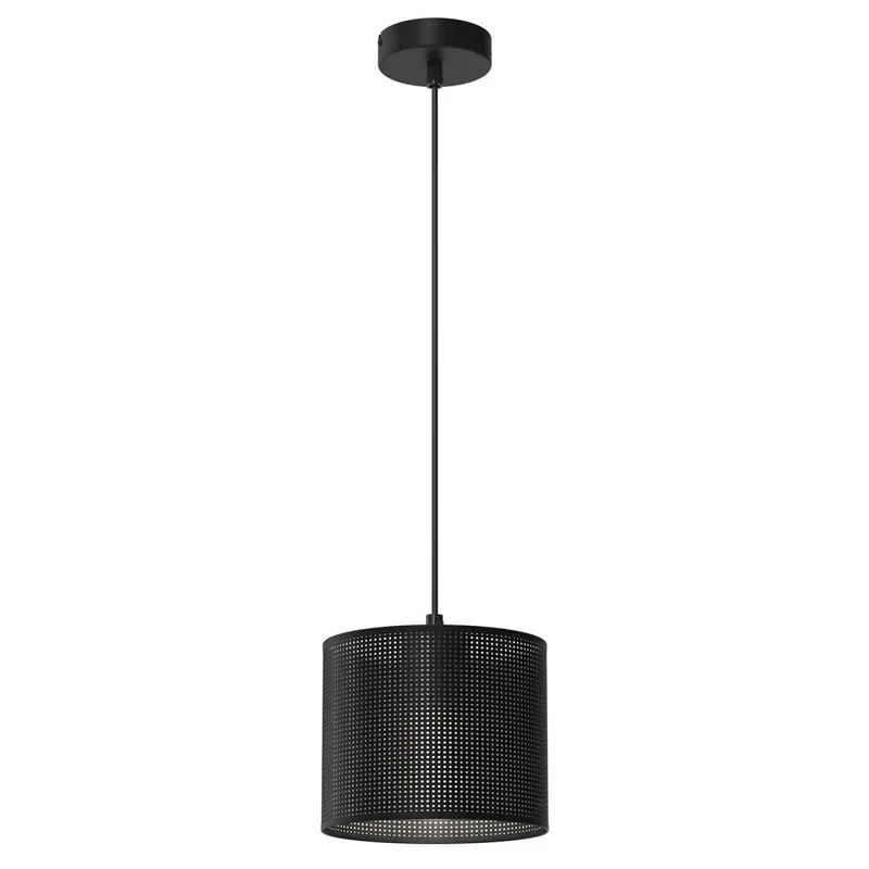 Schwarze Pendelleuchte Metall Ø18 cm rund E27 Loft Geprüft