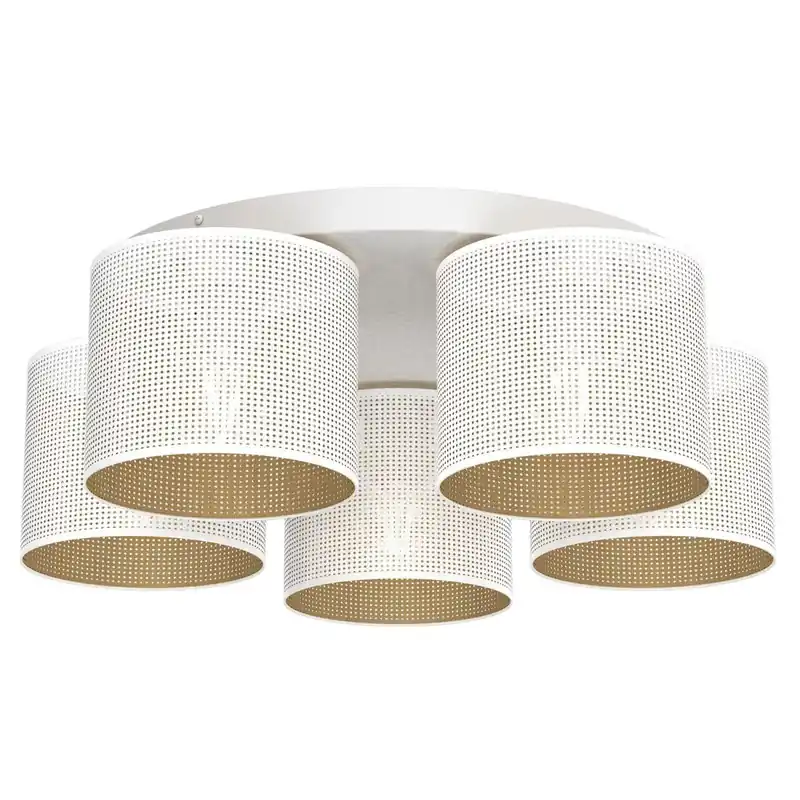 Deckenlampe Metall Ø58 cm E27 5-flmg Loft Weiß Gold Direktkauf