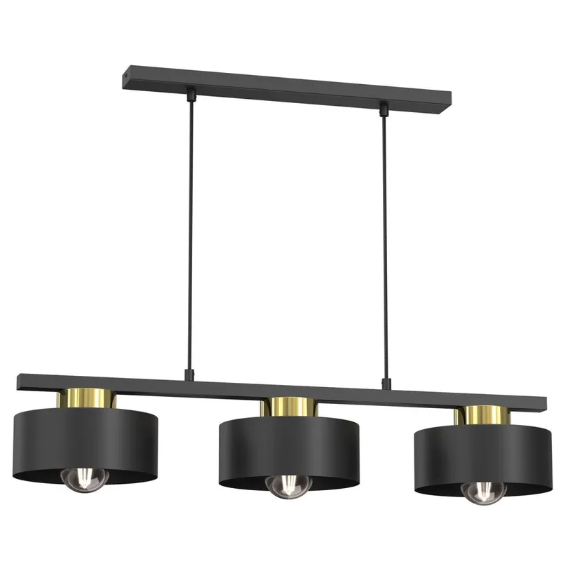 Angebot XXL Pendelleuchte Metall Schwarz Gold L:81 cm E27 Loft