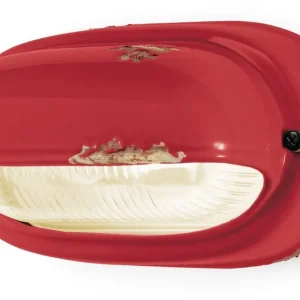 Badlampe Keramik Glas E27 24 cm breit Rot Shabby Antik Neu