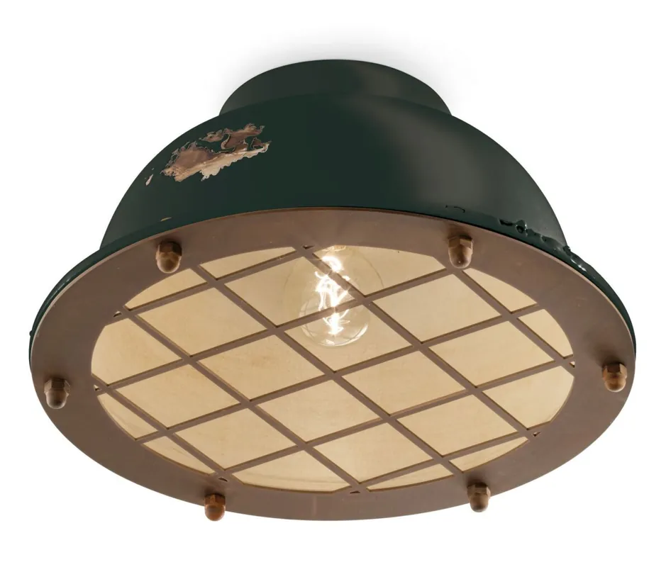Deckenlampe Keramik E27 Ø 35 cm rund Vintage Design Neu