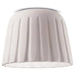 Deckenlampe Keramik E27 rund Ø 40 cm Weiß matt Handarbeit Sichere Zahlung