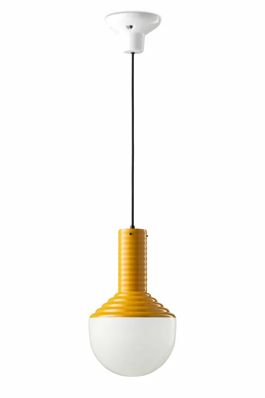Versand Am Gleichen Tag Pendelleuchte Glas Keramik E27 rund D: 24 cm Weiß Gelb