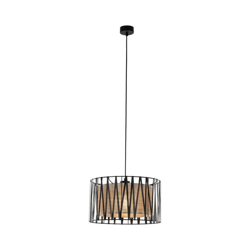 Hängelampe rund Ø 40 cm H: max. 165 cm Schwarz Braun Zertifiziert