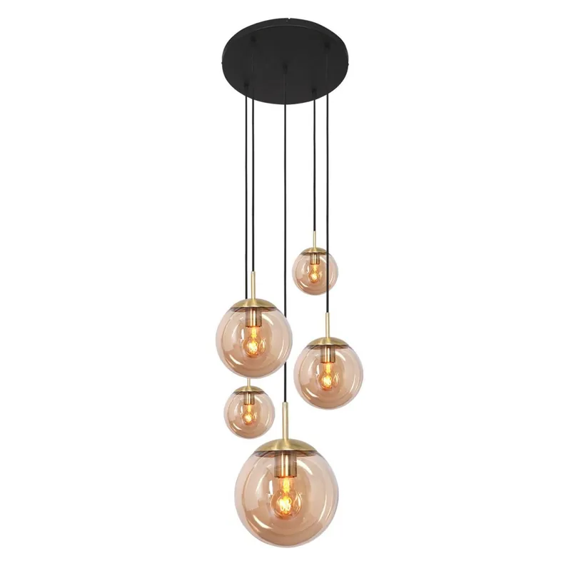 Angebot Runde Pendelleuchte Glas in Bernstein Ø60 cm E27 Modern