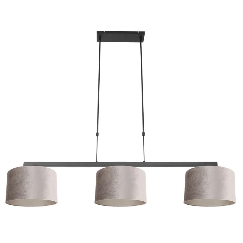 Hängelampe Metall Stoff in Schwarz Silber 140 cm lang Expressversand