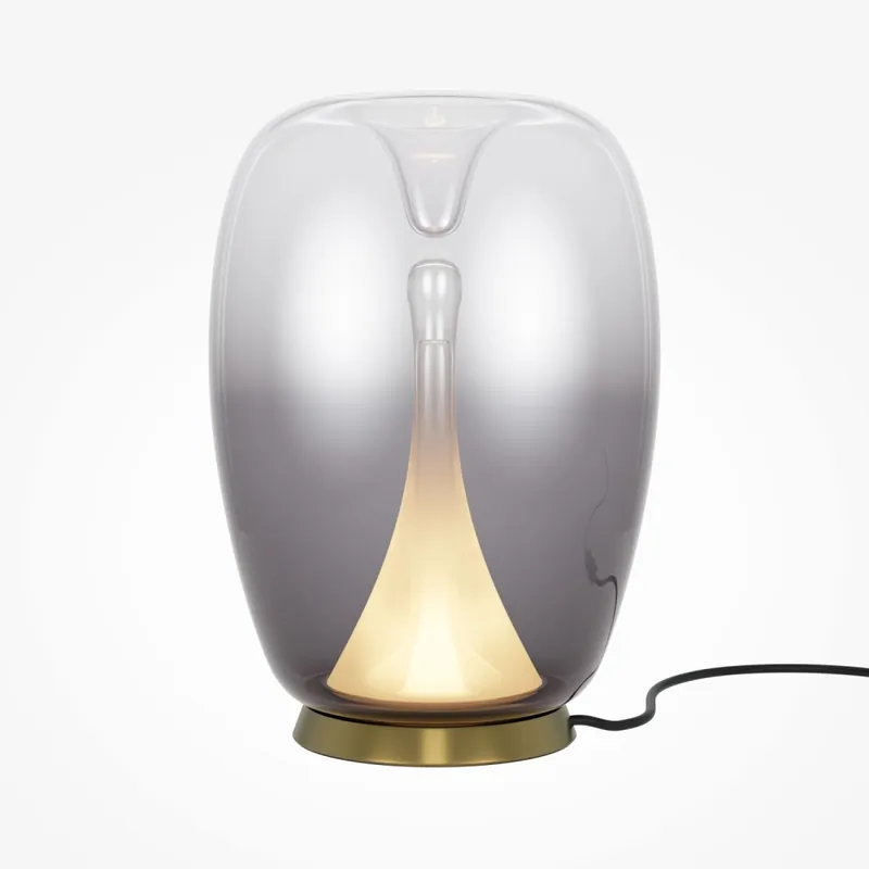 LED Tischleuchte Aluminium Rauchglas D: 20 cm 27,2 cm Online Kaufen