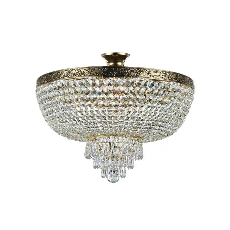 Deckenleuchte Metall D: 50 cm rund in Gold antik E27 Begrenztes Angebot