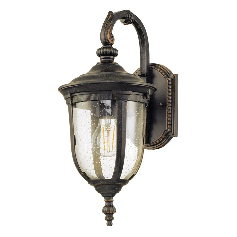 Außenwandleuchte in Bronze Glas Alu IP44 41,5 cm hoch Vintage Nur Heute